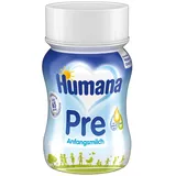 Humana Anfangsmilch Pre trinkfertig, von Geburt an, trinkfertige Säuglingsmilch, zusätzlich zur Muttermilch oder als alleinige Pre Nahrung, Babynahrung mit DHA und nur Laktose, 24 x 90 ml