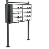 Wiltec 8er Briefkastenanlage Anthrazit/Weiß inkl. Zeitungsfach