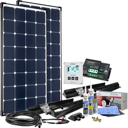 Solaranlage OFFGRIDTEC "240W 12V MPPT Premium XL Wohnmobil Komplettset EBL-Option", schwarz (baumarkt), Solarmodule, High-End Solarmodul