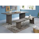 Massivmoebel24 Baumbank Akazie 220x38x45 grau lackiert PURE ACACIA #420 - 2 Jahre Gewährleistung - mind. 14 Tage Rückgaberecht - Grau