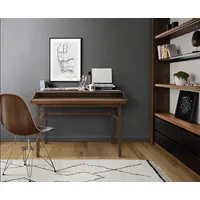 WoodMan Schreibtisch WOODMAN "Carteret", braun (nuss), B:115cm H:84cm T:44cm, Tische, Schreibtisch, edles Holzfurnier aus Nussbaum, Gestell Massivholz, Breite 115 cm