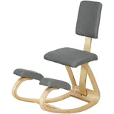 Kniestuhl, Ergonomischer Schaukelstuhl Aus Holz Mit Rückenlehne, Kniestuhl Fürs Homeoffice, Grau