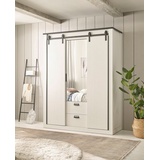 Home Affaire Kleiderschrank »SHERWOOD«, Scheunentorbeschlag aus Metall, Schubkasten "Soft close", Breite 92 cm, weiß