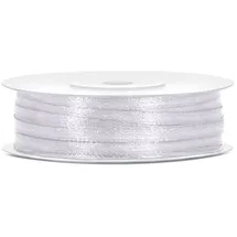 PartyDeco.pl Satinband 3 mm Weiß 50 m