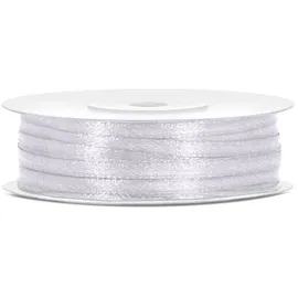 PartyDeco.pl Satinband 3 mm Weiß 50 m