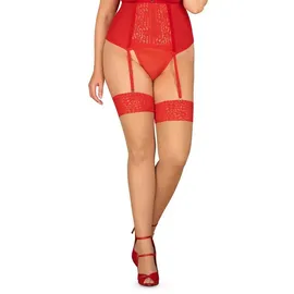 Obsessive Halterlose Strümpfe Strapsstrümpfe Blossmina beige-rot in Übergrößen (1-Paar) beige|rot 4XL/5XL