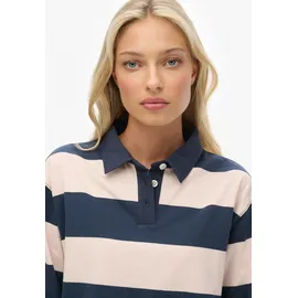 Superdry ATH ESS CROPPED STRIPE RUGBY Blau/Pink XL