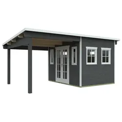 SKANHOLZ Gartenhaus »Dilbeek«, BxHxT: 553 cm x x 380 (Außenmaße inkl. Dachüberstand) - grau