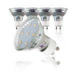 B.K.Licht - 5er Set LED Lampe GU10 mit warmweißer Lichtfarbe, 3 Watt, 250 Lumen, LED Glühbirne, Leuchtmittel, Birne, Reflektor, Glühlampen, Bulb, 5,8x5 cm, Transparent