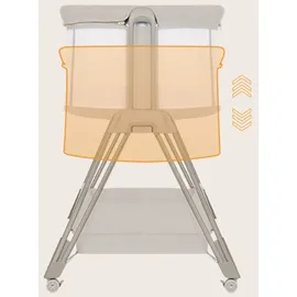 lionelo Luna ein tragbares Beistellbett mit einer Matratze, reisebett, von Neugeboren bis 9 kg, in der Höhe und der Neigung verstellbar, 4 Rädern - Beige