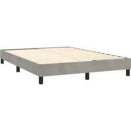 vidaXL Boxspringbett mit Matratze Hellgrau 140x200 cm Samt