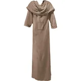 Erwin Müller Fleece Wohndecke XXL Foggia mit Ärmeln Taupe Größe 150x220 cm - aufgenähte Taschen, superweich, pflegeleicht