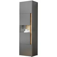 Furn.design Vitrine grau Eiche Wotan, Holz, Nachbildung,Eiche, Uni, Holz