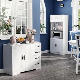 Homcom Beistellschrank 105 x 40 x 76 cm Weiß