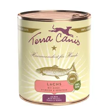 Terra Canis Classic 800g Dose Hundenassfutter 6 x 800 Gramm Lachs mit Hirse, Pfirsich & Kräuter