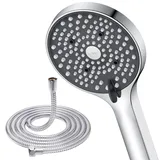 YEAUPE Duschkopf mit Schlauch 1,6m, 6 Strahlarten Duschbrause, Hochdruck Dusche Sparduschkopf, Wassersparend Handbrause, Brausekopf mit Antikalk-Funktion, Chrom