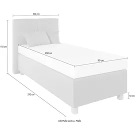 Westfalia Schlafkomfort Boxspringbett 90 x 200 cm H2 Grau