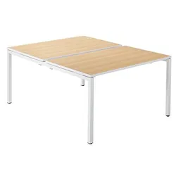 PAPERFLOW easyDesk Doppelschreibtisch buche rechteckig, 4-Fuß-Gestell weiß 140,0 x 166,0 cm