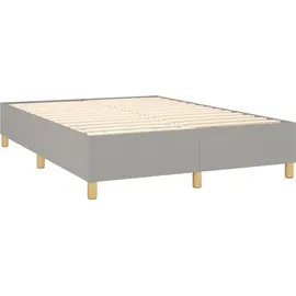 vidaXL Boxspringbett mit Matratze Hellgrau 140x200 cm Stoff