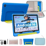 BUFO 10'' Android 64GB 1280x800 HD IPS WiFi 6 Lern Kinder Tablet (10", 64 GB, Android 16, 5G WiFi, Elterliche Kontrolle, mit Tastatur, Stift, Maus und Tasche) blau|rosa