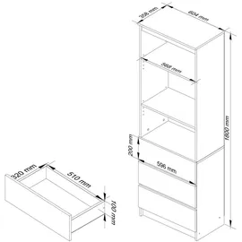 Akord Büroschrank 60x180x35 cm Grau/Weiß