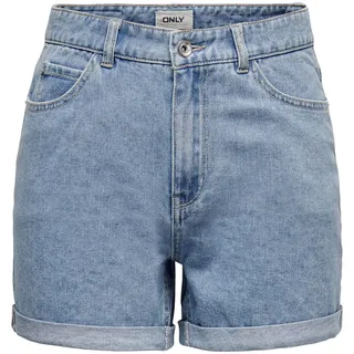 Only Shorts high Waist 5-Pocket Design Knopfleiste Reißverschluss Kurze Bermudas, Farben:Hellblau, Größe:L