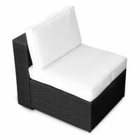 XINRO® (1er Polyrattan Lounge Sessel - Mittelteil - Gartenmöbel Polyrattan Sessel - durch andere Polyrattan Lounge Gartenmöbel Elemente erweiterbar - In/Outdoor - handgeflochten - schwarz