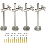 PHASFBJ 4 STÜCKE Hochleistungs-Treppe Handlauf Halterung, Edelstahl, Poliert, Silber, Geeignet Für Handlauf Aus Rundholz/Edelstahl/Aluminium, Length 200mm, Curved Plate
