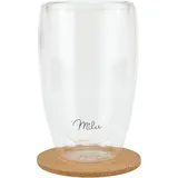 MILU – 2440 Doppelwandige Latte XXL-Gläser 2er Set inkl. Korkuntersetzer, 450 ml, spülmaschinenfest