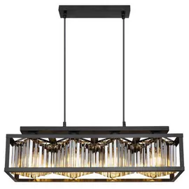 GLOBO Pendelleuchte Mathilde 4-flammig Schwarz matt Rauchfarben 68 x 17 x 120 cm