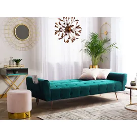 Beliani Schlafsofa Samt 3-Sitzer Smaragdgrün