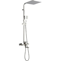 KLARWERK LANA | Premium Regendusche Set Silber gebürstet Edelstahl | Design Duscharmatur Duschsystem | Mischbatterie Dusche komplett mit Handbrause