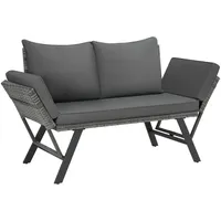 Tectake tectake® Rattan-Loungesofa, 2in1 Funktion, Dicke des Sitzpolsters 7 cm, Loungemöbel, Gartensofas