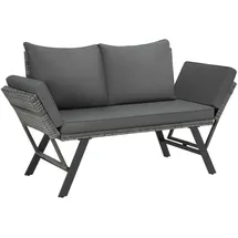 Tectake tectake® Rattan-Loungesofa, 2in1 Funktion, Dicke des Sitzpolsters 7 cm, Loungemöbel, Gartensofas
