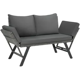Tectake tectake® Rattan-Loungesofa, 2in1 Funktion, Dicke des Sitzpolsters 7 cm, Loungemöbel, Gartensofas