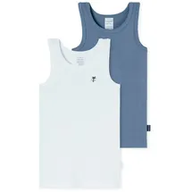 SCHIESSER Unterhemd Fine Rib (2-St) unterhemd unterzieh-shirt ärmellos blau|bunt 116