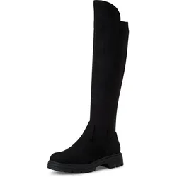 Overkneestiefel TAMARIS, Damen, Gr. 40, Normalschaft, schwarz, Textil, unifarben, Veloursleder, klassisch, Schuhe, Blockabsatz, Langschaftstiefel, Overkneestiefel, vegane Verarbeitung