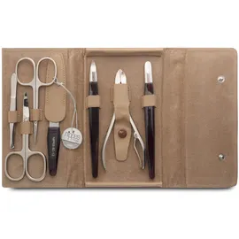 Nippes Solingen Premium Line Maniküre Set Gap, 7-teilig, Rindleder-Etui mit Druckverschluss, Kontraststreifen, Nagelpflege Set, Pediküre Maniküre, Made in Germany