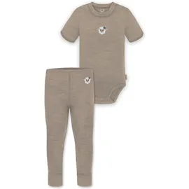 normani Outdoor Sports Baby Merino Kurzarmbody „Tihoi" und Hose „Tutira" in Beige | Gr.: 68