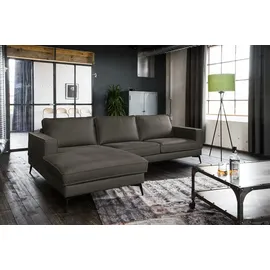 KAWOLA Sofa BLOOM Recamiere links Leder grau - Grau