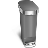 Simplehuman Treteimer mit Beutel-Klemmrand, grauer Kunststoff, 40 Liter