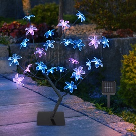 GLOBO Solarlampen für Außen Garten Deko Solarleuchte Außenbereich Stecklampe im Baum Design, Erdspieß Blüten Baum, led, h 60 cm