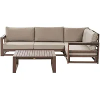Beliani Lounge Set linksseitig zertifiziertes Akazienholz dunkler Holzfarbton Timor