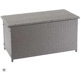 Mendler Poly-Rattan Kissenbox HWC-D88, Gartentruhe Auflagenbox Truhe ~ Basic grau, 51x100x50cm 170l