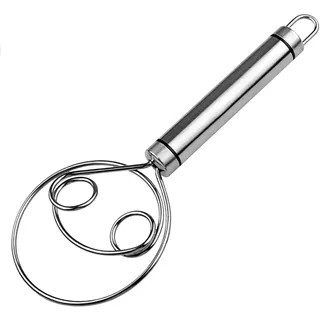 Dänischer Teigbesen - Danish Dough Whisk - Dänischer Teig Schneebesen - Dänischer Schneebesen - Manueller Eierschläger | 21,5 X 8,5 Cm Mit Holzgriff Mixer, For Baking Br Pastry Dessert Pizza Dough