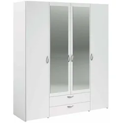 4-türiger Kleiderschrank mit Spiegel Daily - Weiß