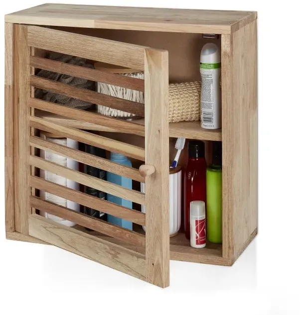 Relaxdays Schmaler Wandschrank aus Walnussholz Hellbraun