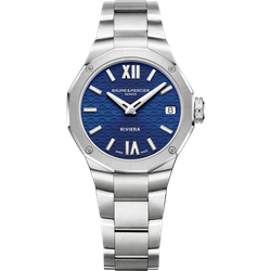 Baume & Mercier Riviera 33mm M0A10727 - blau, satiniert mit Wellendekor,silber - 33mm