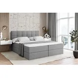 altdecor Boxspringbett mit Matratze und Topper, Polsterbett mit Bettkasten, Bett mit Stauraum H3-Matratze, Doppelbett, Springboxbett - MARCE - Grau