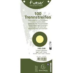 Exacompta 13525E 6x Packung mit 100 Trennstreifen, gelocht, trapezförmig aus Recycling-Papier 180g/qm, 105x240mm - Forever - Gelb